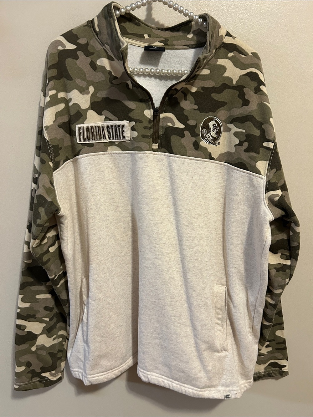 Colosseum Florida State Seminoles Camo 1/4 Zip Pullover Jacket Mens XL FSU OHT